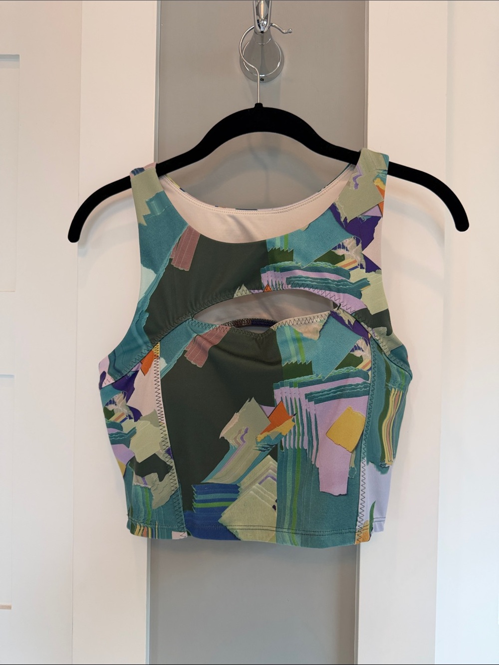 Zella Multicolor Abstract Cutout Crop Top